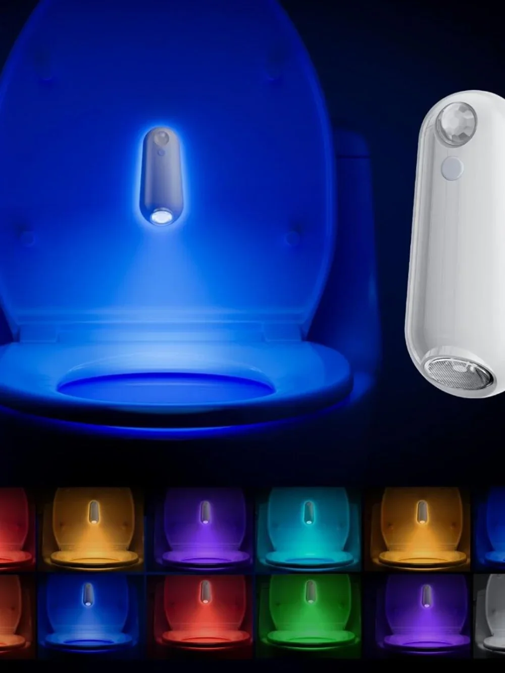 Toilet Night Light Motion Sensor, 8 Color Changing LED Wall Motion Sensor Light